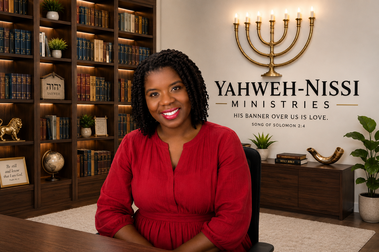Author Sonya T. Anderson in the Yahweh-Nissi Ministries office